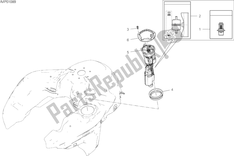 Alle onderdelen voor de Benzine Pomp van de Ducati Multistrada 1260 S Pikes Peak 2020